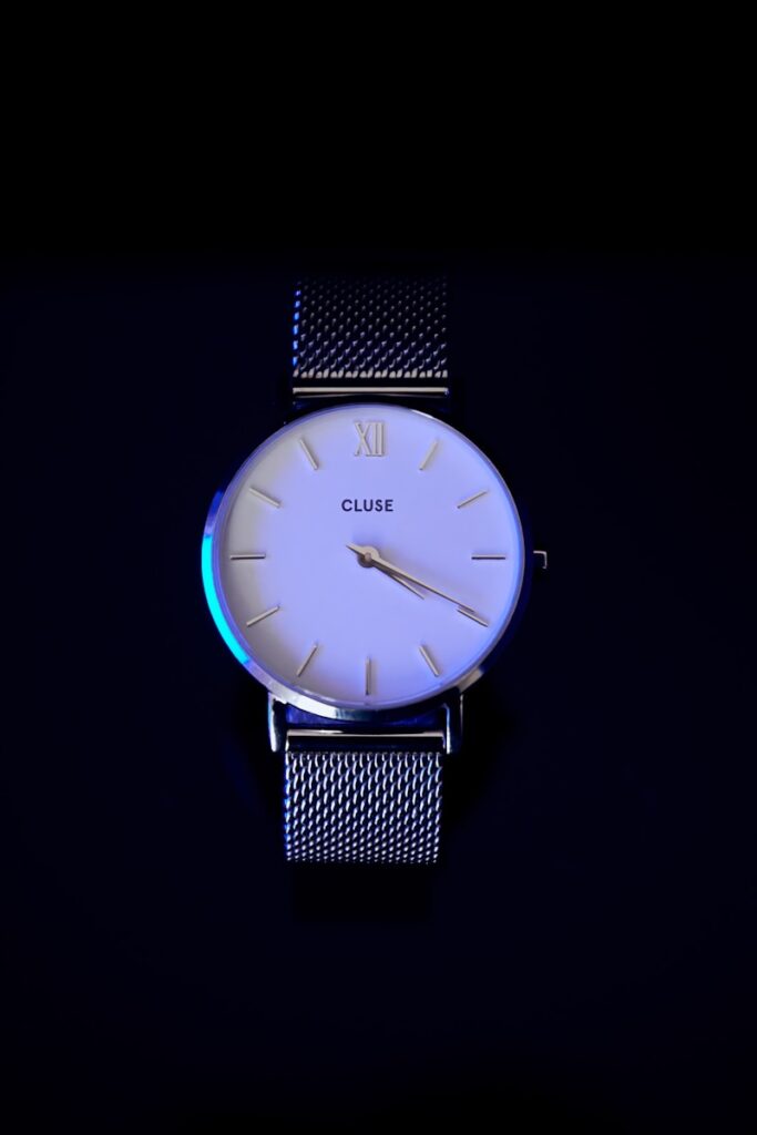 a watch with a blue face